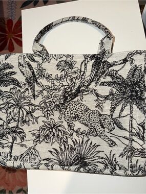Beige and Black Jungle Print Tote Bag